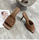 Spring and summer 2023 new products show style rhombus bread design fashion sandals simple square head high heel slippers