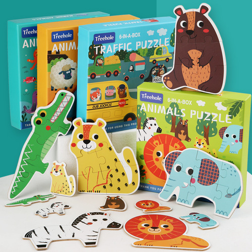 Children's large six-in-one puzzle 0.38 forest sea animal transportation 3-6 years old educational puzzle toy