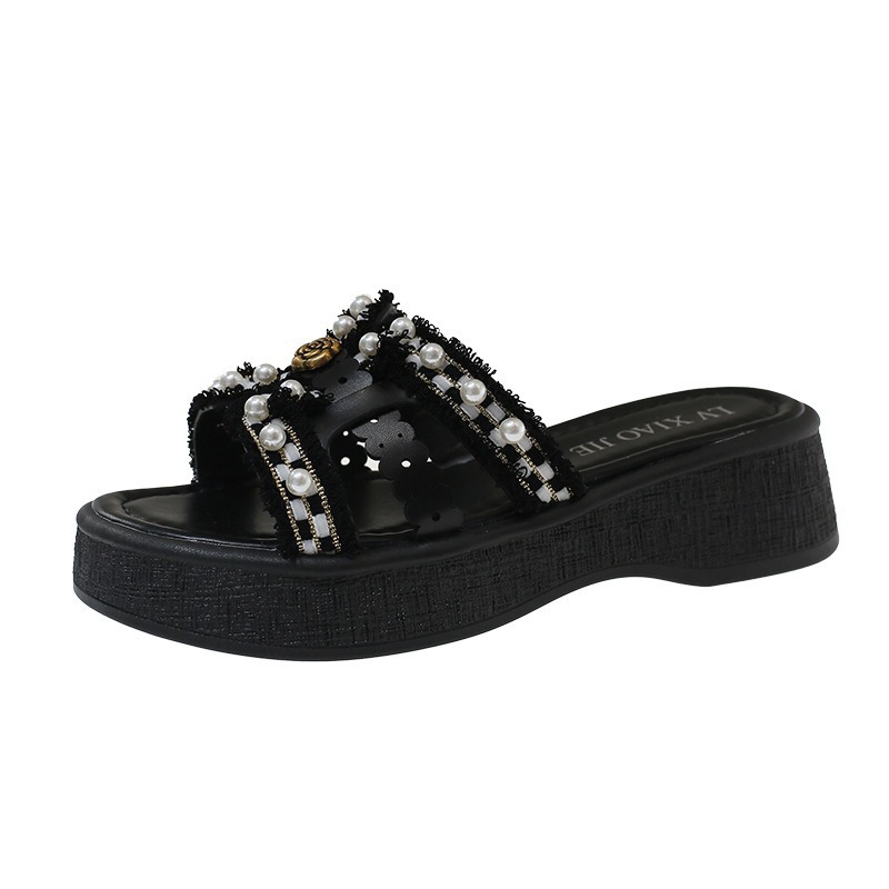 Pantuflas con Plataforma Estilo Xiaoxiang de PU y EVA para Uso Exterior