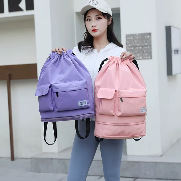 Factory wholesale New wet and dry separation swimming bag women's basketball sports drawstring shoulder bag expansion bezel storage bag