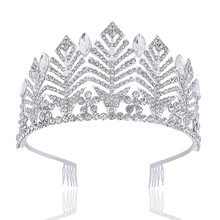 HG0486新款欧美巴洛克时尚大皇冠头饰 新娘生日发梳镶水钻婚庆配