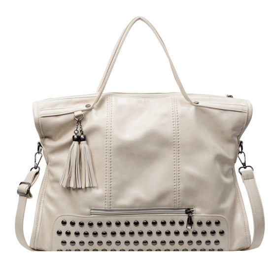Cross-border Retro Women's Bag 2025 New Rivet Tasseled Bag Women's Hand-held Shoulder Tote Large Bag Mobile Bag