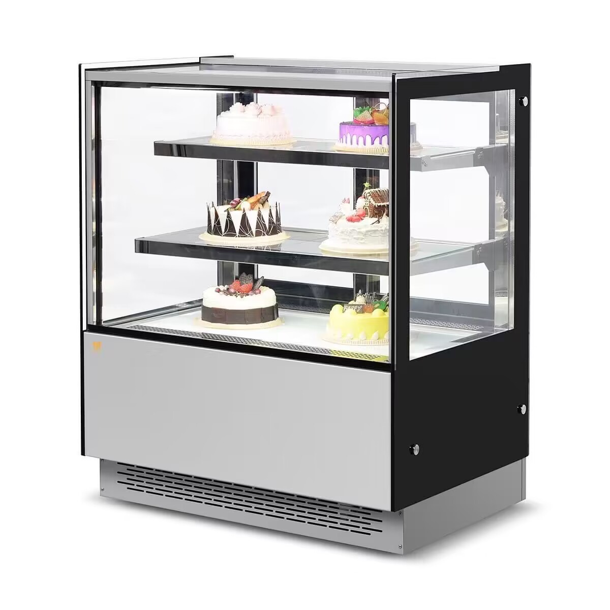 乐盈厂家供应直角款式+底部LED灯展示保鲜柜可定制面包蛋糕展示柜