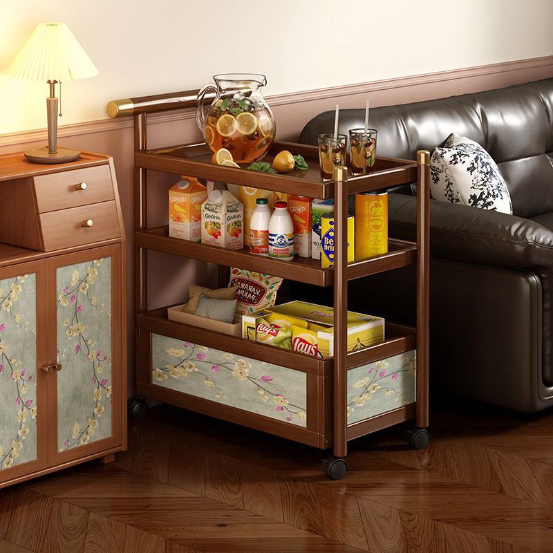 Retro Trolley Coffee Table, Movable Storage Rack, Living Room Sofa Side Table, Side Cabinet, Multi-Layer Snack Storage Rack Retro Trolley Coffee Table, Movable Storage Rack, Living Room Sofa Side Table, Side Cabinet, Multi-Layer Snack Storage Rack