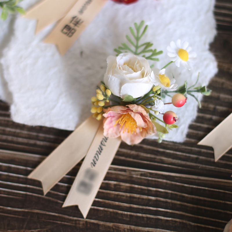 結婚式新郎新婦コサージュ手首花韓国風ライト高級シンプルインスタイル屋外花婿の付添人花嫁介添人両親|undefined