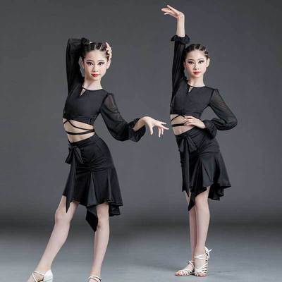 new pattern Latin Dancing clothes girl a juvenile Latin Uniforms major match train Latin skirts show Costume