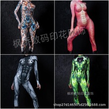 2025万圣节新品紧身衣3D数码印花成人cosplay连体扮演服装