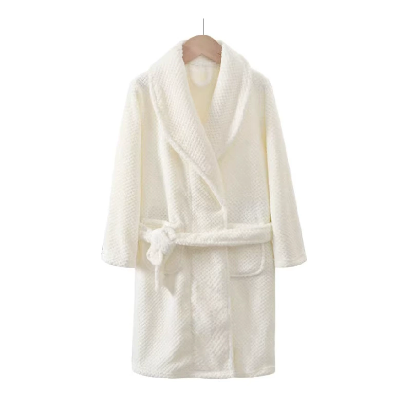 Children's long coral velvet bathrobe for boys