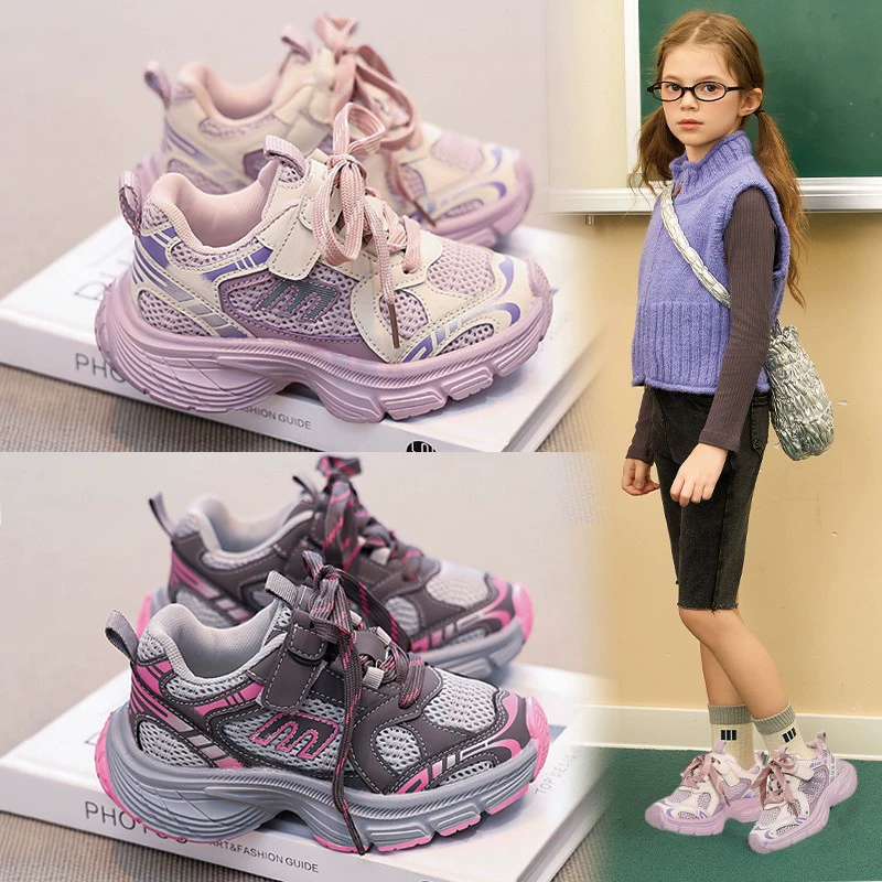 Детская обувь для девочек весной новый стиль спортивная обувь для девочек детская обувь для мальчиков сетка обувь дышащая сетка обувь для маленьких девочек
