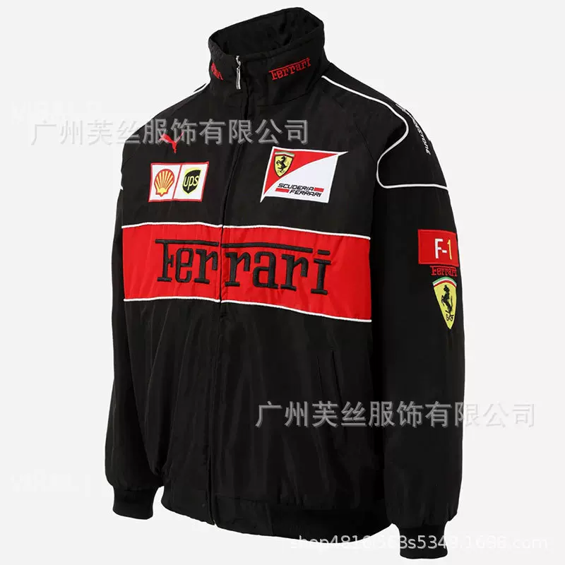 亚马逊绣花春秋跨境新款外贸夹克 印花机车棉服宽松外套棉衣