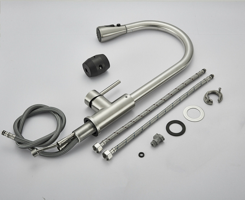 Stainless steel kitchen pull faucet hot and cold mixed water brushed rotatable vegetable basin telescopic faucet