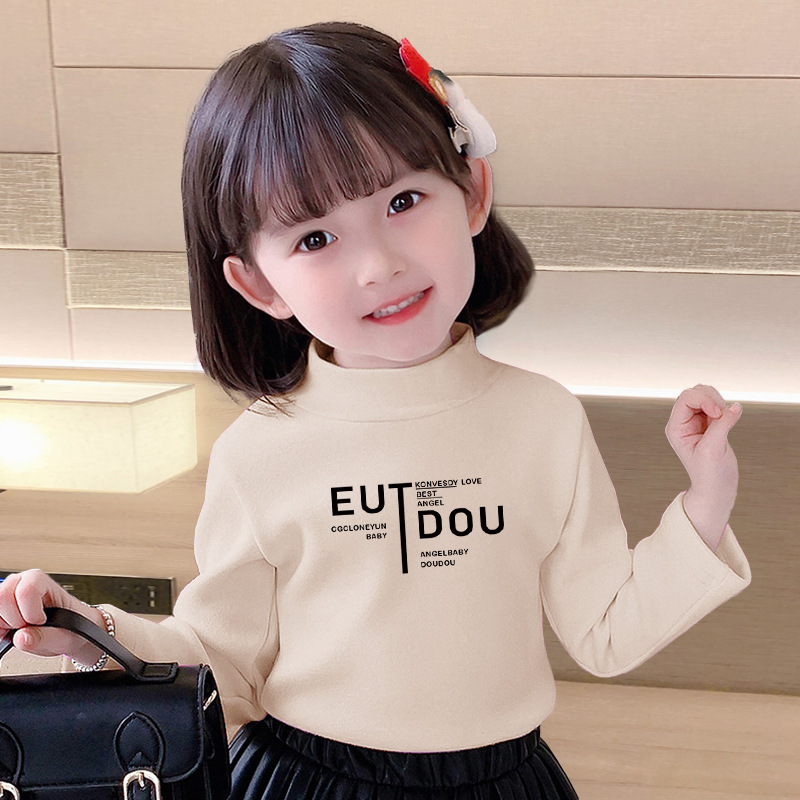 2023 nuevo Otoño e Invierno 3-8 años media camisa de fondo de cuello alto para niños ropa interior cálida para bebés de terciopelo camiseta