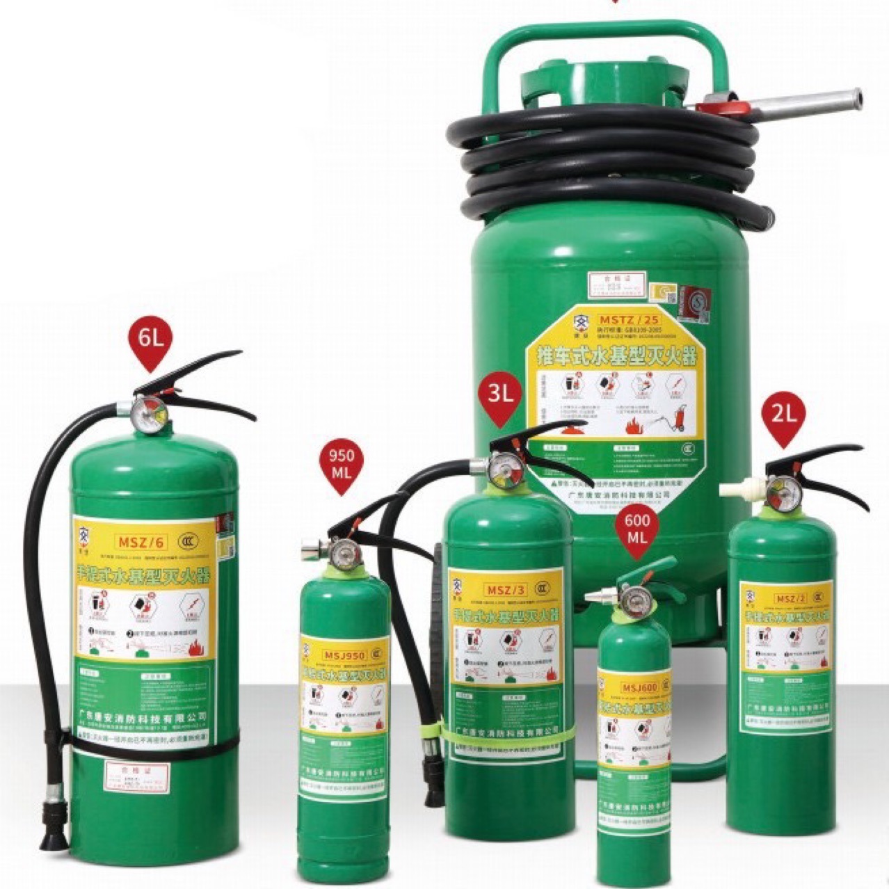 Household Car 950ml Water-Based Fire Extinguisher 2L3L6L3C Certified Water-Based Fire Extinguisher
