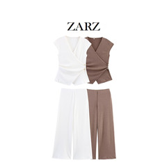 ZARZ自家製ヨーロッパとアメリカンスタイルの新しい婦人服、ファッショナブルなピン付きテクスチャードトップとテクスチャードワイドレッグパンツ