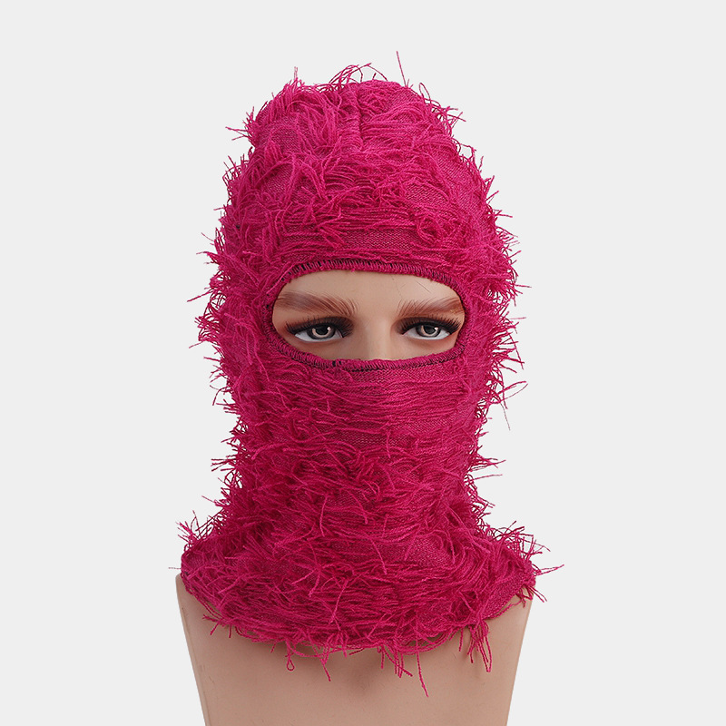 Einloch-Strickmaske, warme Gesichtsschutzmütze für den Außenbereich, lustige Sturmhaube aus Garn für Partys_voghion.com