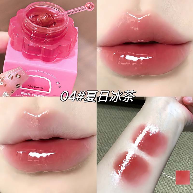 CAPPUVINI mermelada pudín espejo labios congelados agua brillante boca húmeda esmalte de labios blanqueadores maquillaje transfronterizo mujer