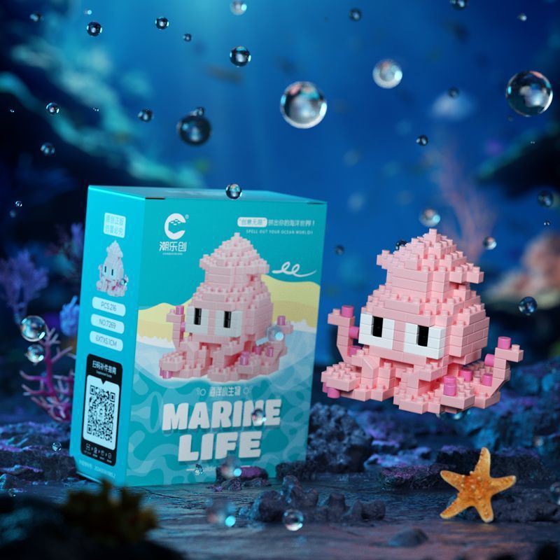 Compatible con Lego Ocean Animal Shark Pez payaso Muñeca de dibujos animados Bloque de construcción de juguete Regalo del día de los niños