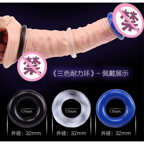 Crystal bead lock semen ring penis ring cock ring transparent three-color ring adult sex toys cross-border supply