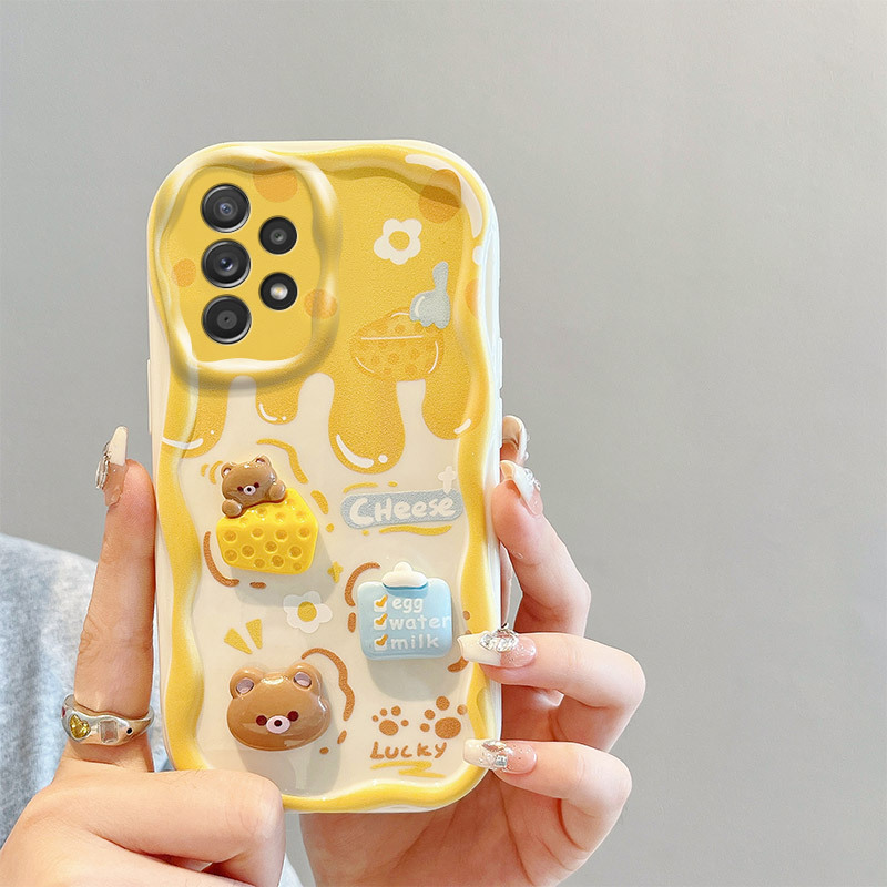 Suitable for Samsung A73 All-Inclusive A55 Cartoon Fashion Female Cream A50 Stereo Doll Mobile Phone Case Bracelet