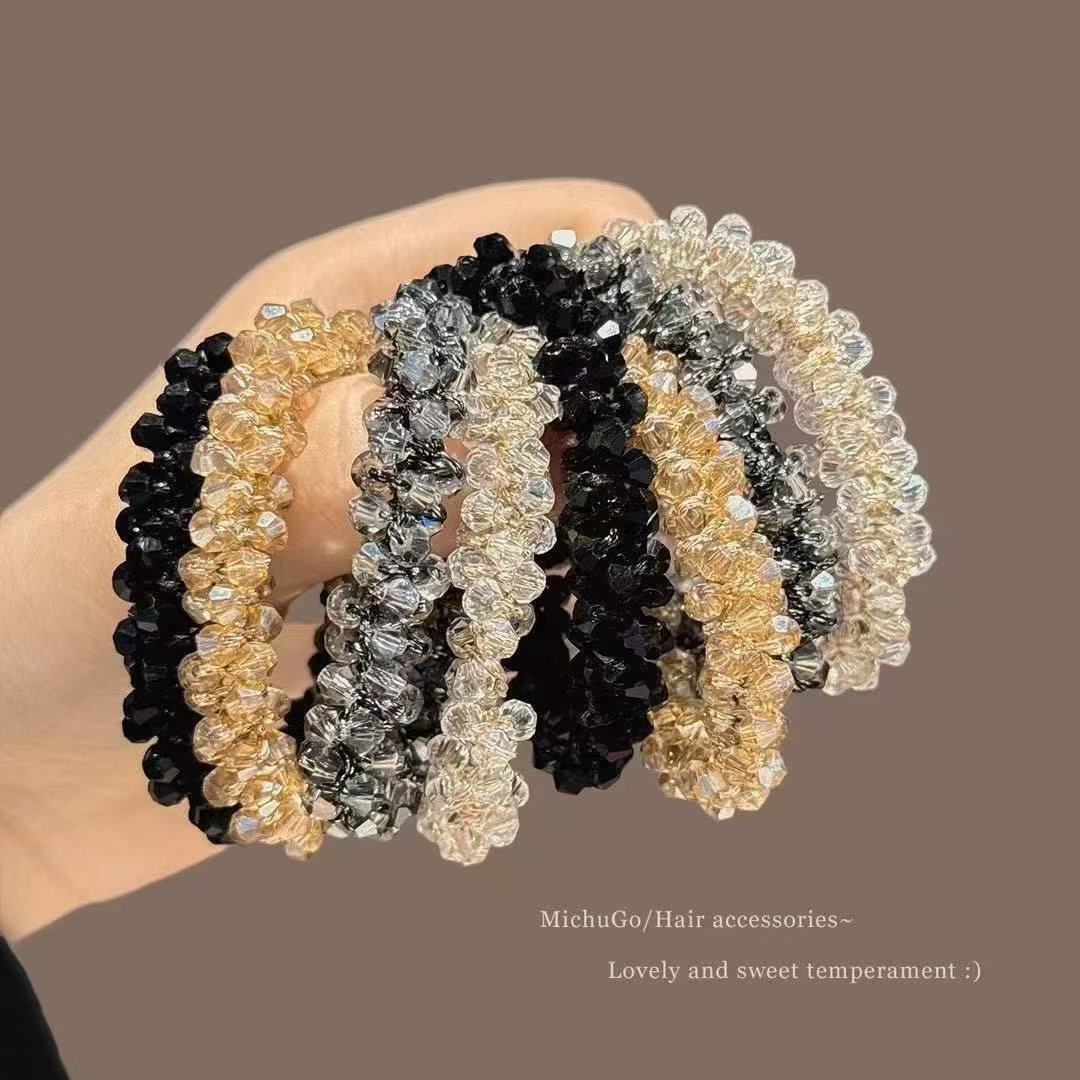 Korean Style Retro Pearl Headband, Simple Elegant Bracelet, Dual-Purpose Internet Celebrity Rubber Band, Crystal Hair Tie, Sweet Headwear