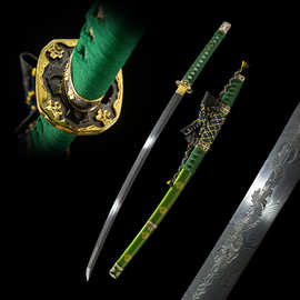 外贸大马士革纹日本刀东洋武士太刀龙泉手工一体长刀Tachi未开刃