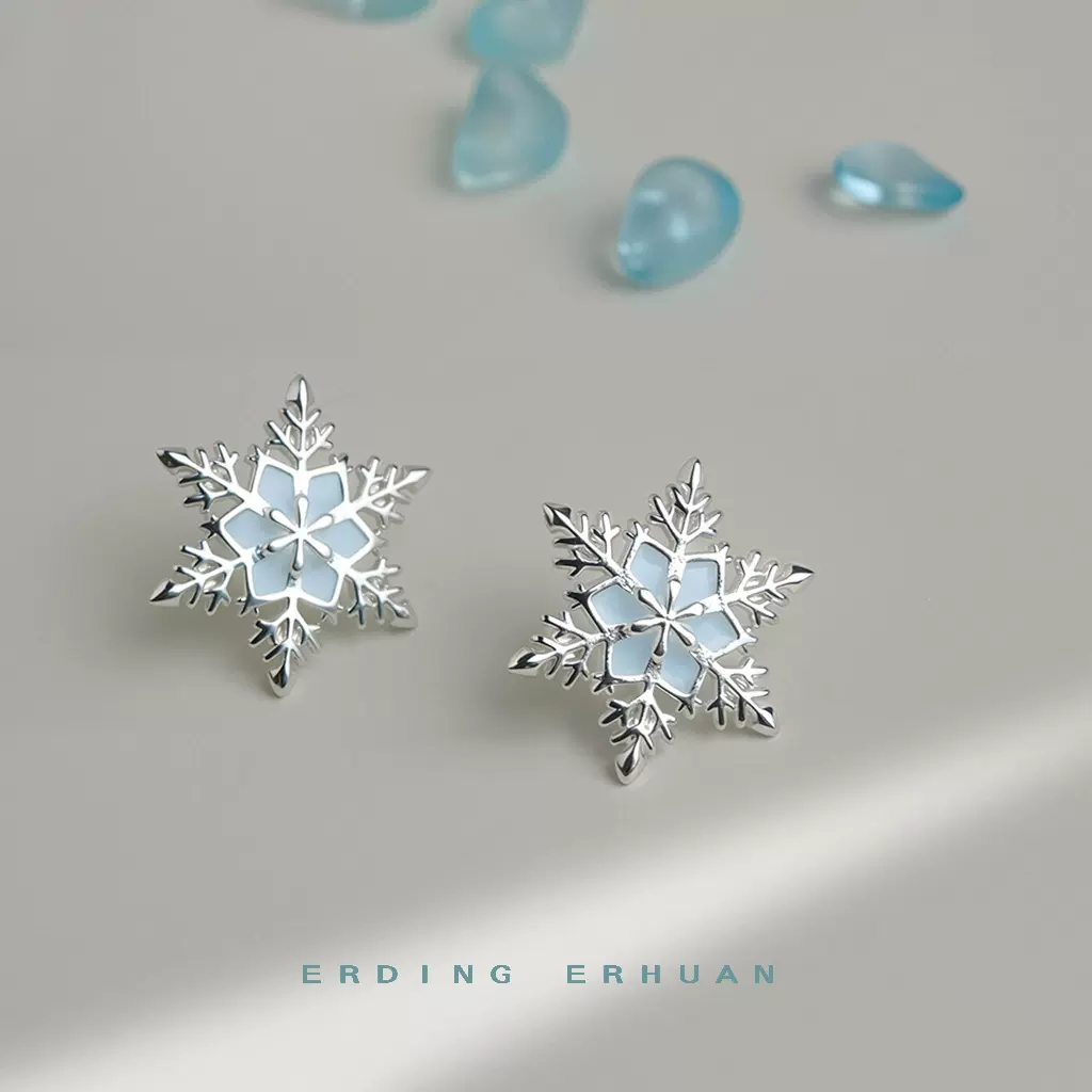 清新甜美夏日新款小雪花925银针耳钉气质优雅设计师耳饰 工厂饰品