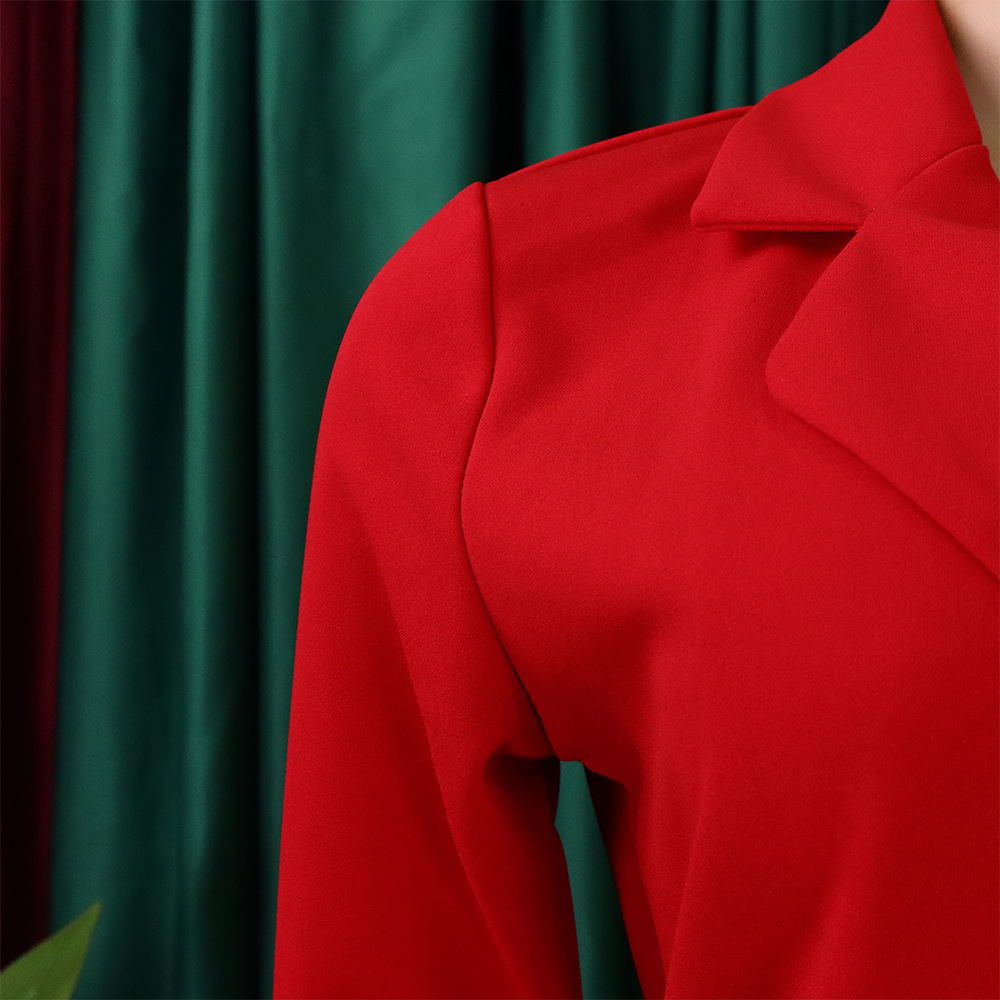 GraceChic D340 Export Plus Size Damenbekleidung 2023 Neuer Anzugkragen Modisches Kleid mit Bindegürtel und Falten im afrikanischen Stil_voghion.com