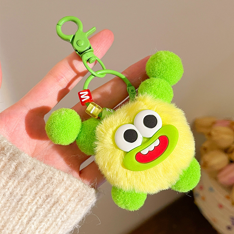 醜くてかわいい毛玉、大きな口、楽しいソーセージ口キーホルダー、クリエイティブで新鮮なカップル、親友ギフトバッグペンダント|undefined