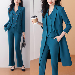 Vest suit women's high-grade autumn and winter professional temperament suit three-piece suit online popular fried street khaki fashion suit