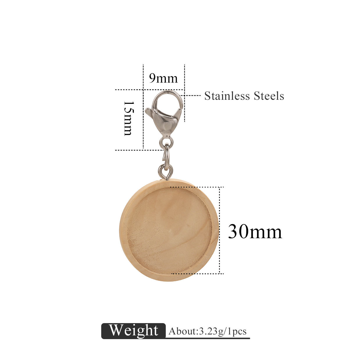 Base de madera redonda + ojo de oveja + anillo abierto + 15 joyería de joyería de llavero de joyería de joyería