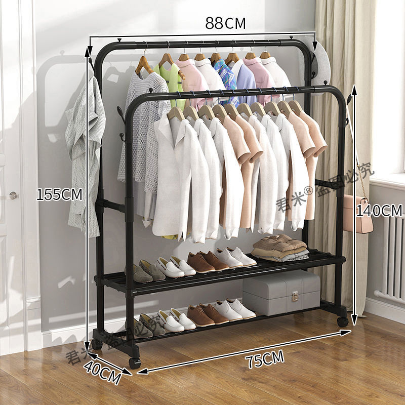 Tendedero de ropa, de pie, para uso doméstico, dormitorio de estudiantes, plegable, tendedero de dormitorio, estante de almacenamiento para balcón, perchero, móvil.