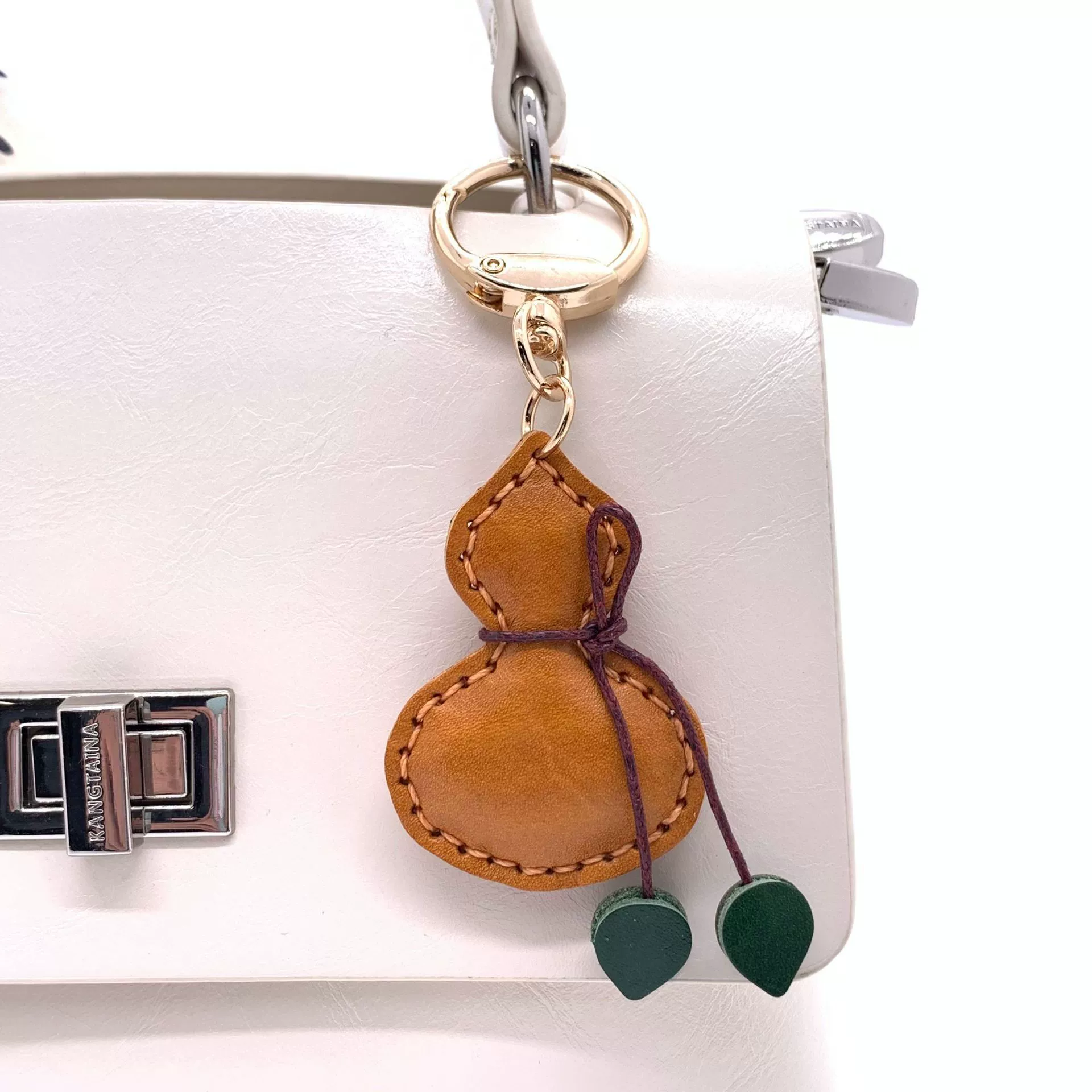 Милая трехмерная декоративная сумка, брелок, для удачи, натуральная кожа