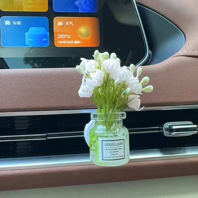 Small Fresh Car Air Outlet Car Perfume Aromatherapy - pink-jasmine-vase-with-one-air-outlet-aromatherapy-light-flavor