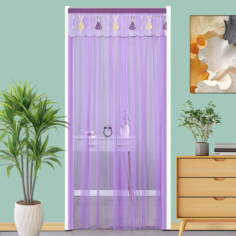 Summer Anti-mosquito Curtain Punch-free Embroidered Lace Velcro Bedroom Partition Curtain Single Yarn Curtain