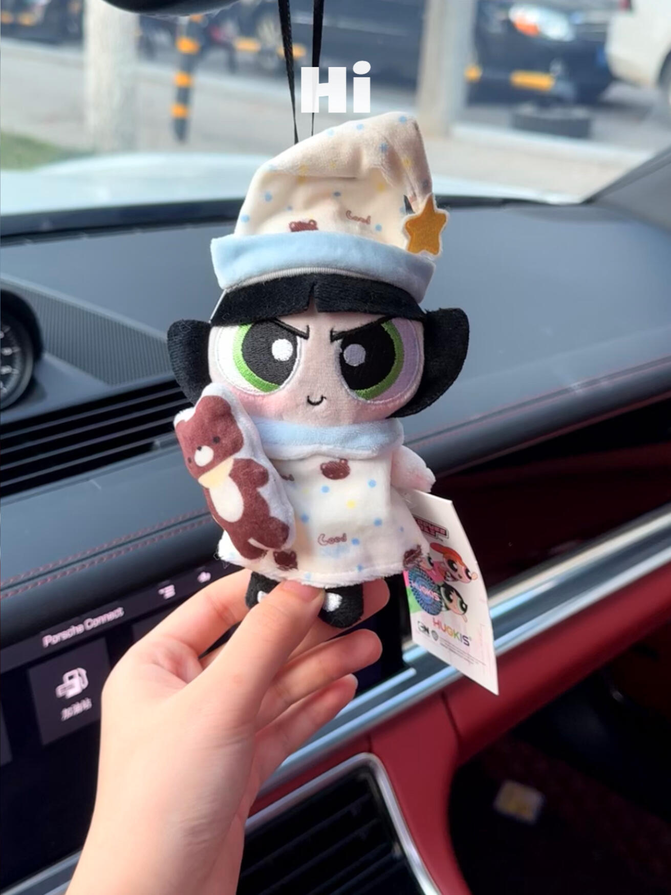 Genuine Powerpuff Girls Seat Belt Shoulder Cover Car Ornaments Pendant Plush Interior Cute Doll Female Gift