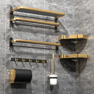 Towel Rack Punch-Free Bathroom Storage Rack Accessible Luxury Towel Bar Bathroom Rack Wall-Mounted Toilet Towel Rack Hanger
