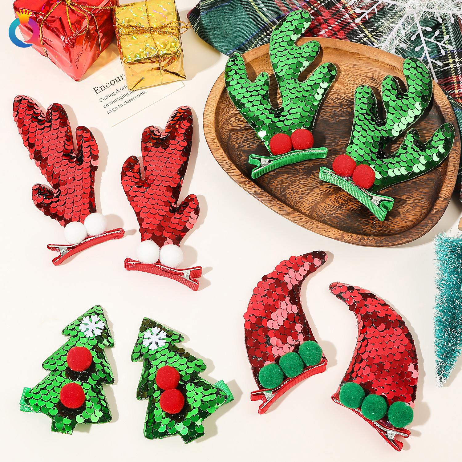 Cadeau de Noël Épingle à cheveux de Noël Déguisement de vacances Pince à bec de canard Pince à cheveux Pince à frange latérale Accessoires pour cheveux en gros_voghion.com