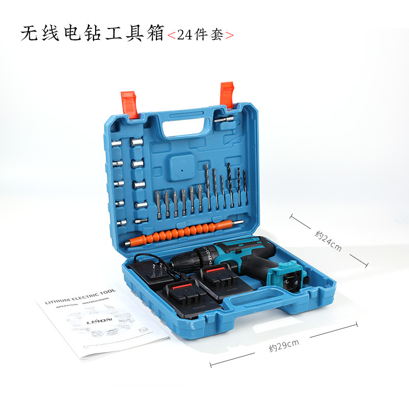Juego de caja de herramientas de taladro inalámbrico de 24 piezas