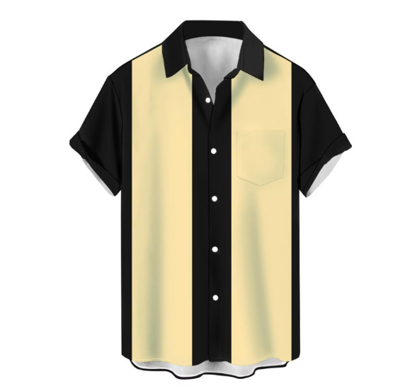 Camicia hawaiana a maniche corte a righe da uomo per la spiaggia_voghion.com