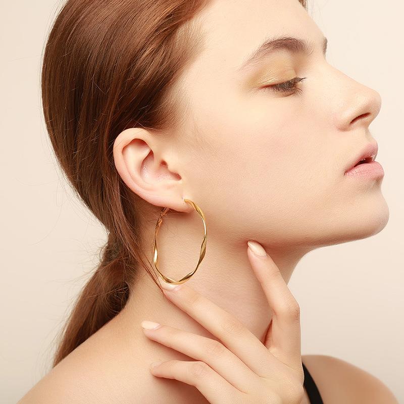 Circle Pattern 1 Pair Simple Style Circle Plating 304 Stainless Steel Stainless Steel Earrings