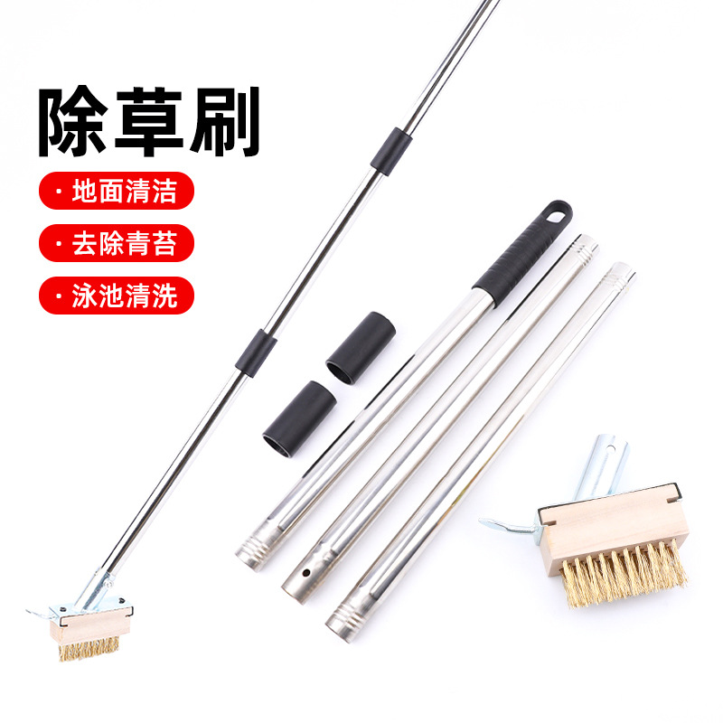 Cepillo de hierba de mango largo cepillo de hierba de hierba cepillo de musgo cepillo de limpieza de jardín cepillo de alambre cepillo de hayale de hierba jardín cepillo