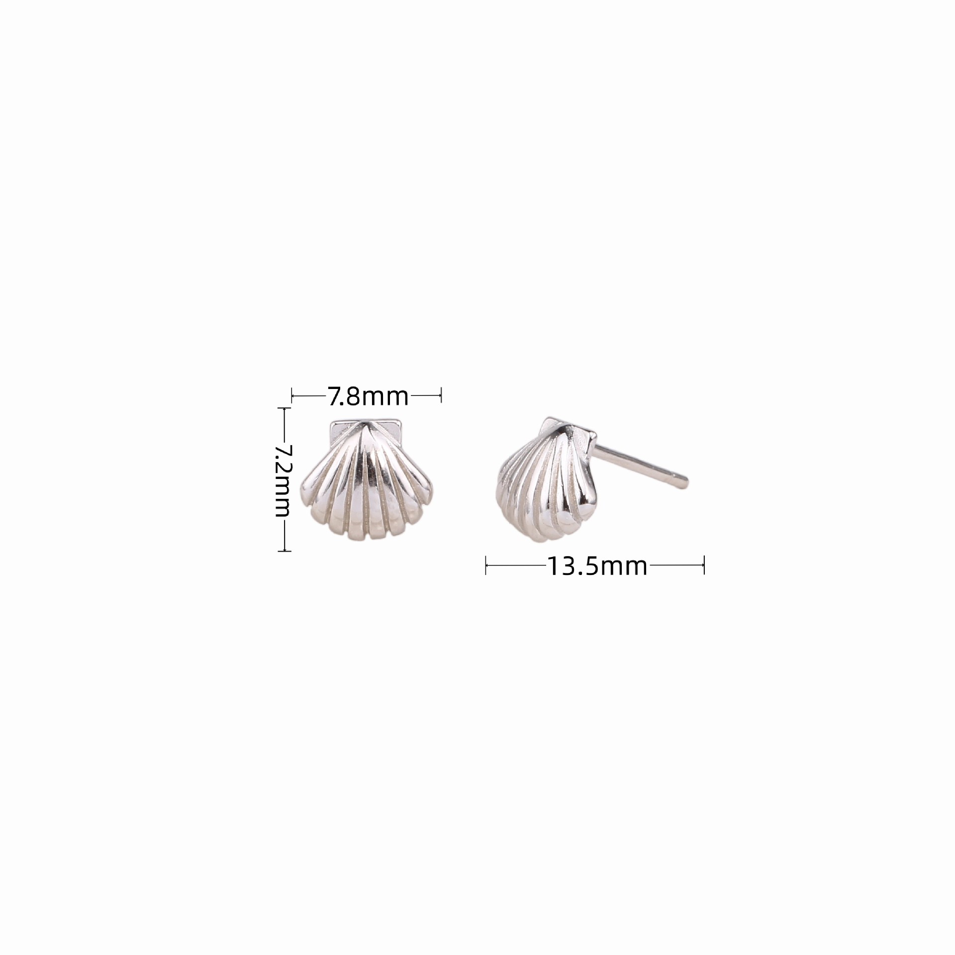 8g Weight 0.03µm Gold Plating Thickness Electroplating Gold Plating Process 1 Pair 925 Sterling Silver Scallop Ear Studs