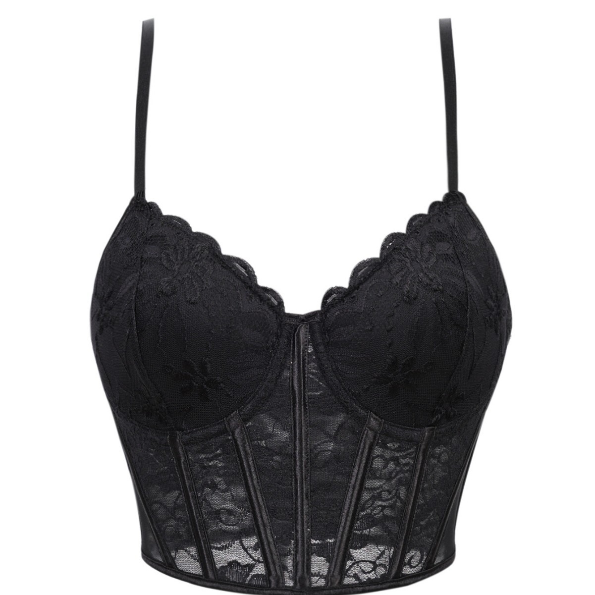 Francés de malla negra transpirable sexy con tazas caliente temperamento cabina delgada pura desear cabina superior mercancías transfronterizas