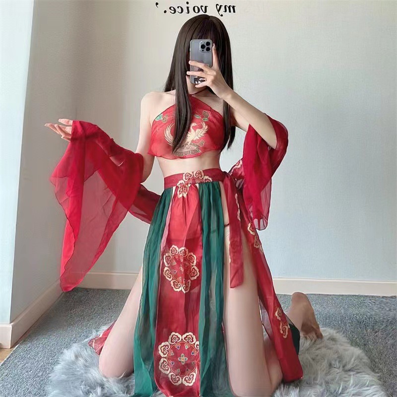 New Palace Style Feitian Fairy Han Costume National Fashion Phoenix Belly Costume Uniform Pure Desire Style cosplay Sexy Cheongsam