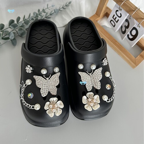 Bear Print Shoes with Pearl Designs Elegant Bear Print