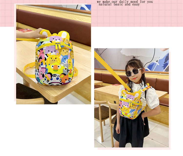 Wholesale schoolbags for boys and girls in kindergartens, cartoon anti-wandering ropes, children's backpacks, and trendy casual bags for children aged 2 to 6 details Picture