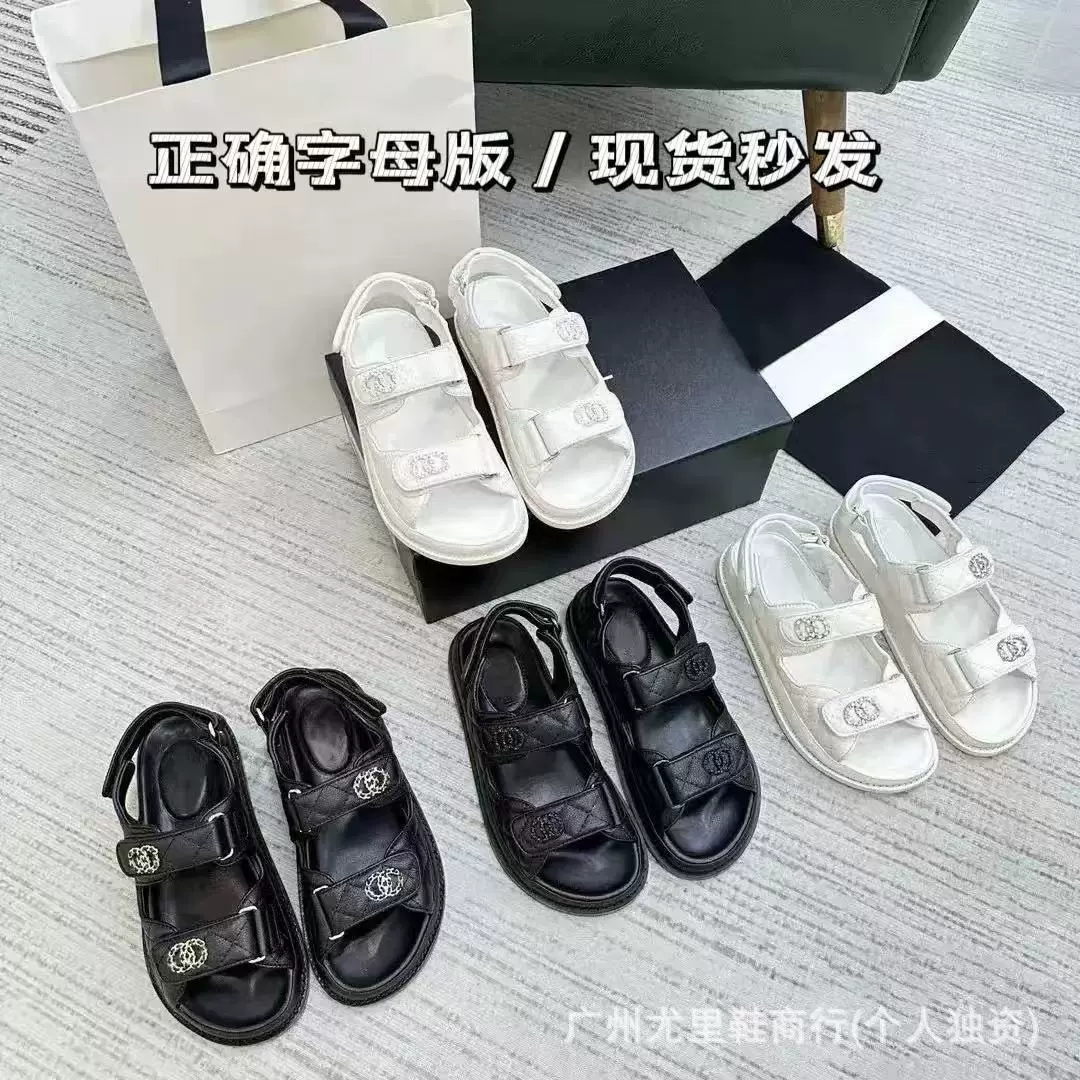 C Home липучка сандалии женские летние носки 2023 новые маленькие ароматные ветерки толстая подошва кожаные римские модные плоские сандалии