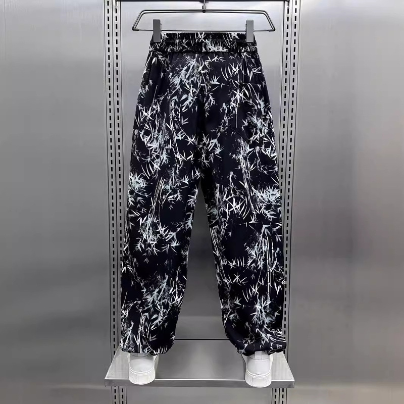 Ink Painting Casual All-match Pants Men's Summer Ice Silk Thin Breathable Nine-point Leg Loose Elastic Harlan Ink Painting Casual All-match Pants Men's Summer Ice Silk Thin Breathable Nine-point Leg Loose Elastic Harlan