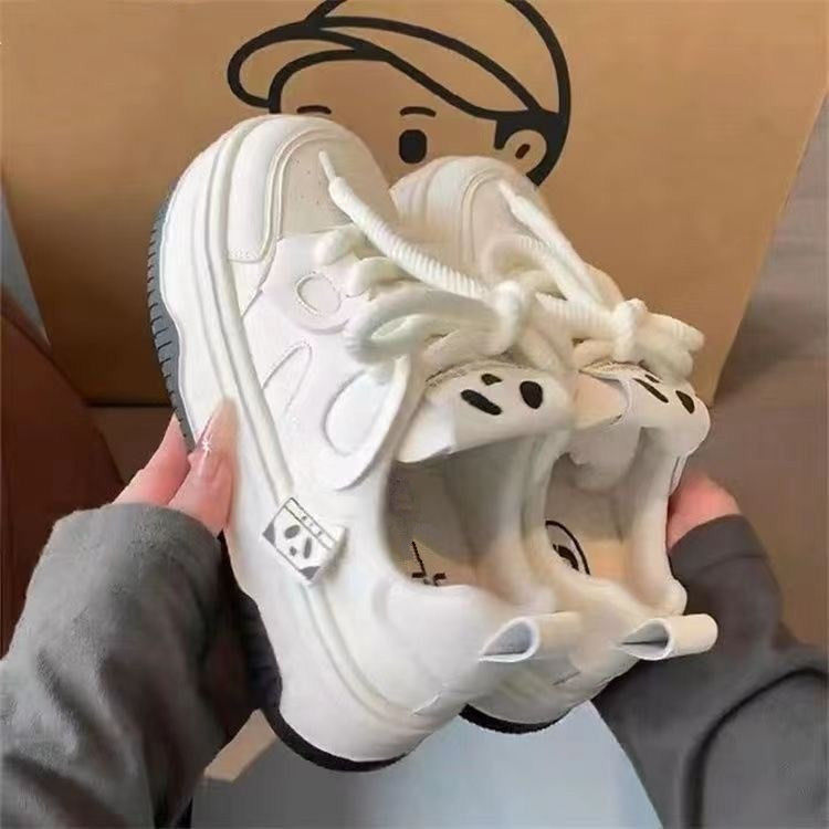 RV explosión de zapatos blancos de suela gruesa para mujeres zapatos de skate panda negro y blanco 2024 verano nuevo estilo universal zapatos deportivos casuales de papá