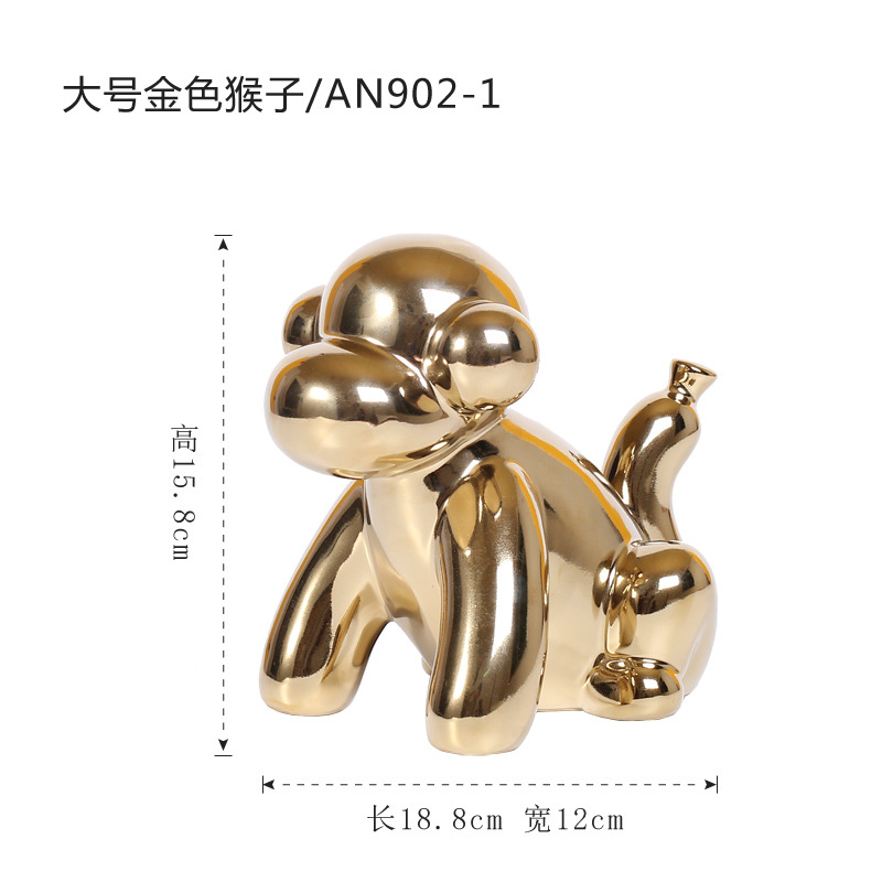 Mono de oro moderno abstracto decoración de cerámica hogar sala de estar decoración modelo habitación hotel antiguo estante Decoración